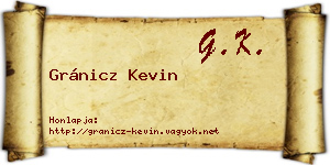 Gránicz Kevin névjegykártya